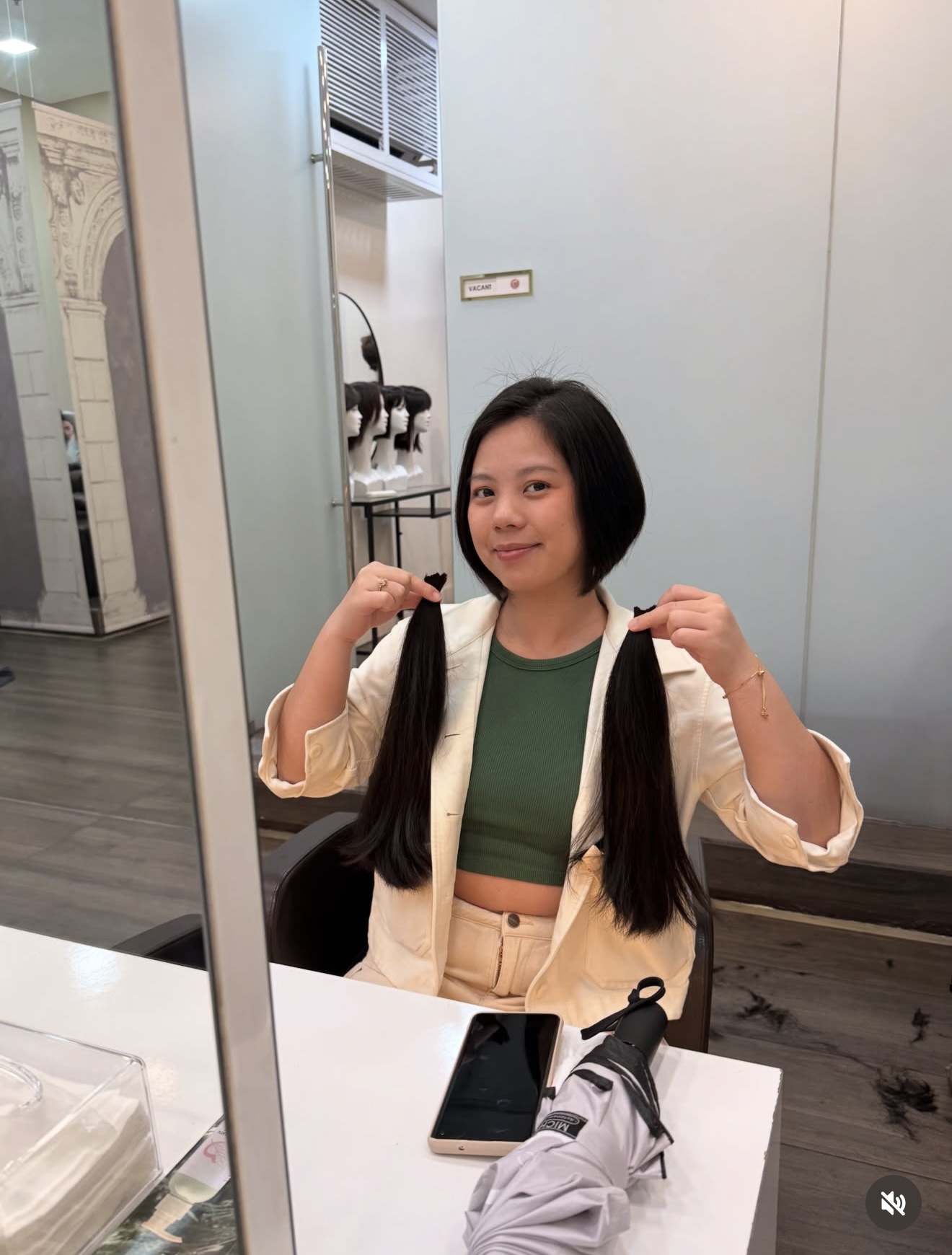 Donated hair measured and readied at the HEADS studio