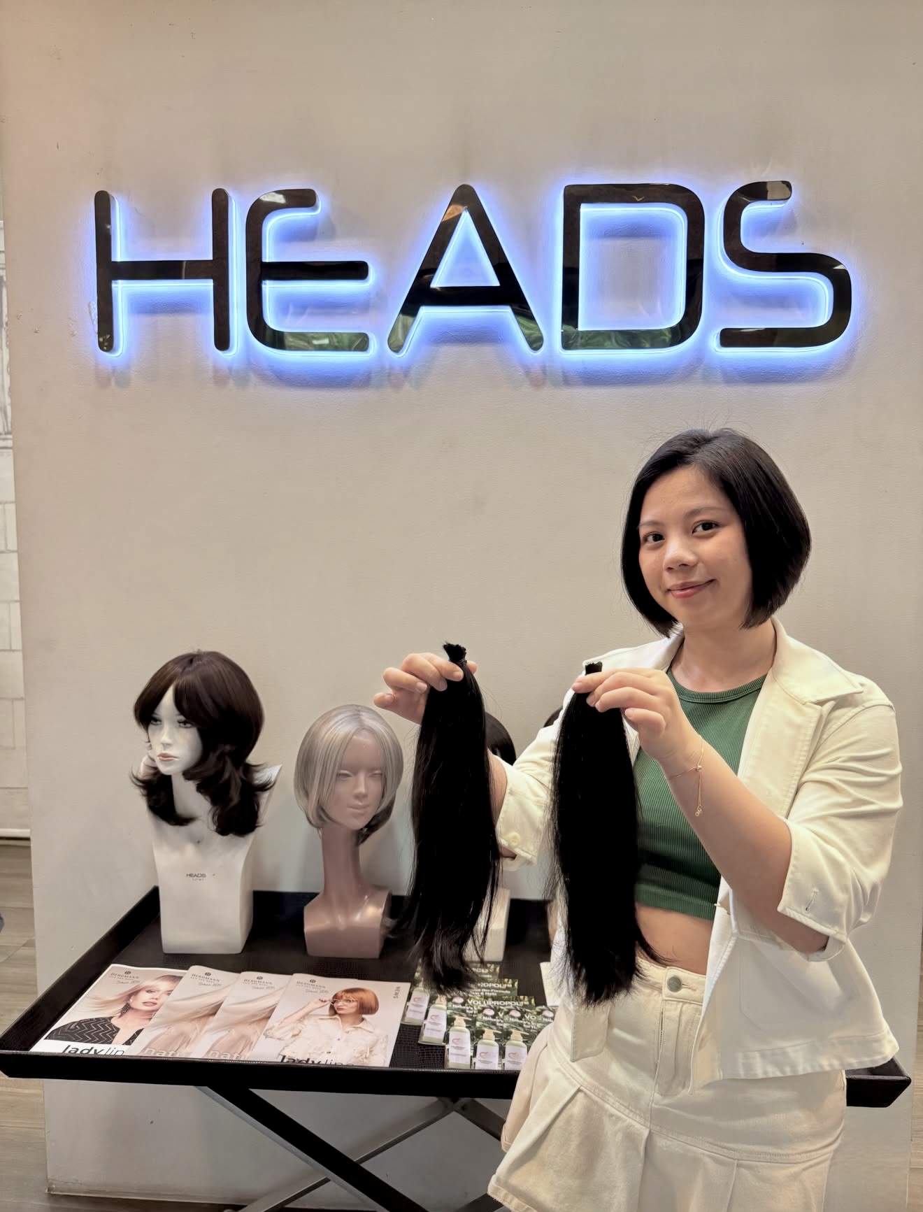 Donated ponytails prepared for wig-making at HEADS
