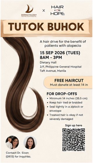 Tutok Buhok — Hair for Hope hair drive with PGH Dermatology at Philippine General Hospital, 15 September 2026